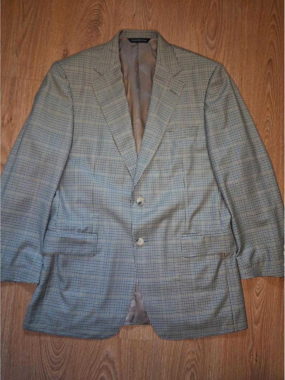 Samuelsohn Sport Coat 40R Beige Houndstooth Super 130's Wool